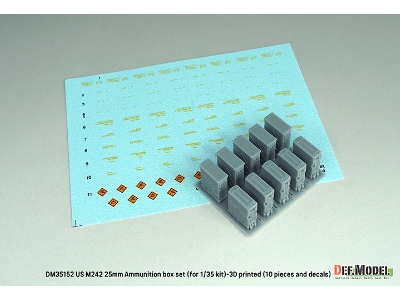Us M242 25mm Ammunition Box Set - 3d Printed (10 Pcs And Decals) - image 2