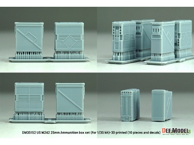 Us M242 25mm Ammunition Box Set - 3d Printed (10 Pcs And Decals) - image 6