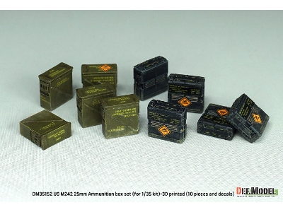 Us M242 25mm Ammunition Box Set - 3d Printed (10 Pcs And Decals) - image 8