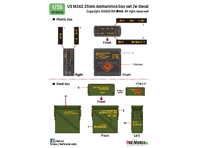 Us M242 25mm Ammunition Box Set - 3d Printed (10 Pcs And Decals) - image 11