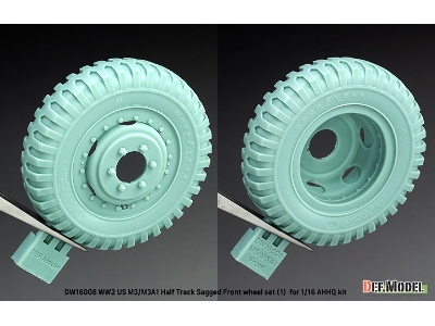Us M3/M3a1 Half Track - Sagged Front Wheel Set 1 (For Ahhq Kits) - image 2