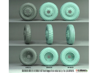 Us M3/M3a1 Half Track - Sagged Front Wheel Set 1 (For Ahhq Kits) - image 3