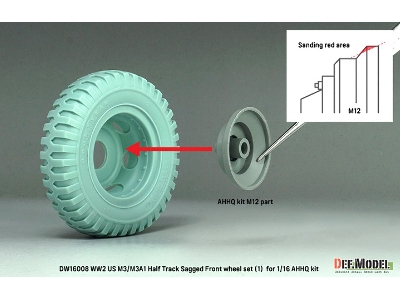 Us M3/M3a1 Half Track - Sagged Front Wheel Set 1 (For Ahhq Kits) - image 4