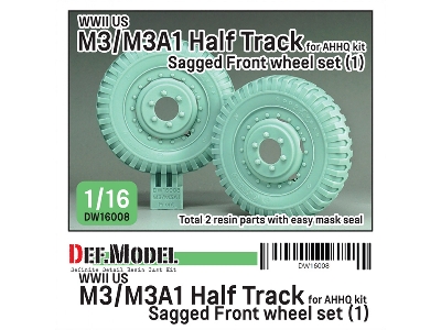 Us M3/M3a1 Half Track - Sagged Front Wheel Set 1 (For Ahhq Kits) - image 5