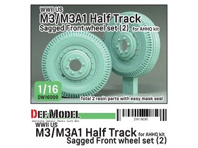 Us M3/M3a1 Half Track - Sagged Front Wheel Set 2 (For Ahhq Kits) - image 1
