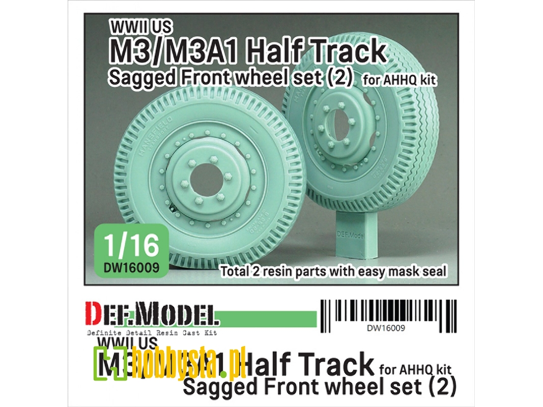 Us M3/M3a1 Half Track - Sagged Front Wheel Set 2 (For Ahhq Kits) - image 1