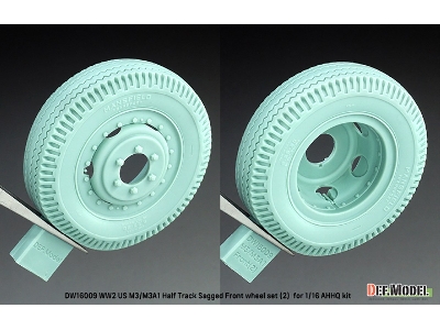 Us M3/M3a1 Half Track - Sagged Front Wheel Set 2 (For Ahhq Kits) - image 4