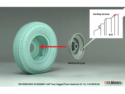Us M3/M3a1 Half Track - Sagged Front Wheel Set 2 (For Ahhq Kits) - image 6