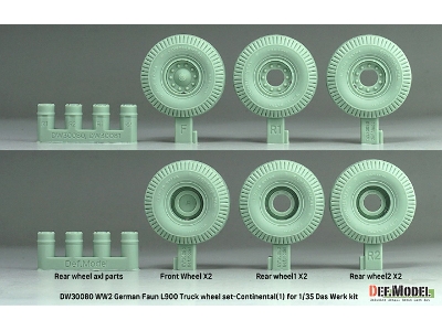 German Wwii Faun L900 - Truck Wheel Set 1 Continental (For Das Werk Kits) - image 2