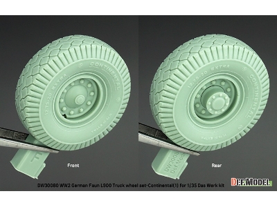 German Wwii Faun L900 - Truck Wheel Set 1 Continental (For Das Werk Kits) - image 4