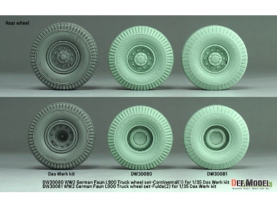 German Wwii Faun L900 - Truck Wheel Set 1 Continental (For Das Werk Kits) - image 6