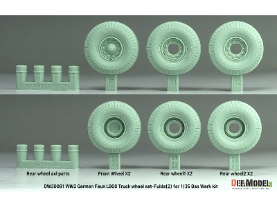 German Wwii Faun L900 - Truck Wheel Set 2 Fulda (For Das Werk Kits) - image 4
