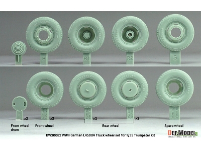 German Wwii Mercedes L4500 A - Truck Wheel Set (For Trumpeter Kits) - image 3
