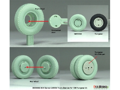 German Wwii Mercedes L4500 A - Truck Wheel Set (For Trumpeter Kits) - image 9