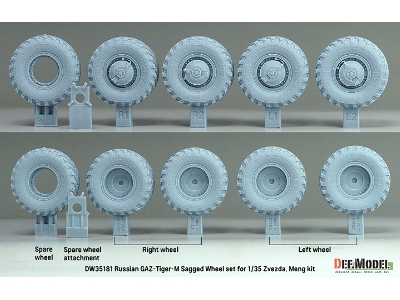 Russian Gaz Tigr-m - Sagged Wheel Set (For Zvezda And Meng Kits) - image 3