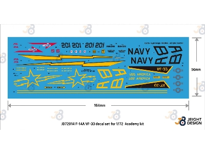 Grumman F-14 A Tomcat - Vf-33 Starfighters Decal Set (For Academy Kits) - image 2