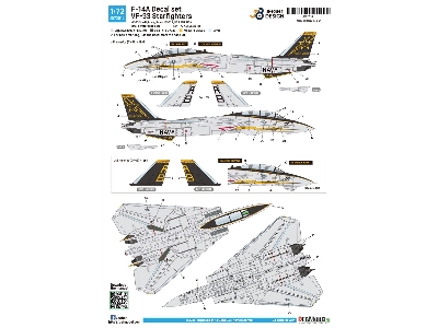 Grumman F-14 A Tomcat - Vf-33 Starfighters Decal Set (For Academy Kits) - image 3