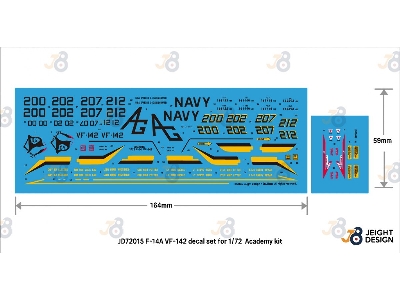 Grumman F-14 A Tomcat - Vf-142 Ghostriders Decal Set (For Academy Kits) - image 2