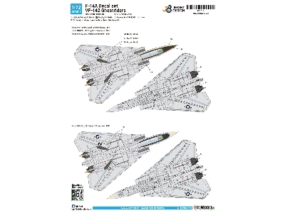 Grumman F-14 A Tomcat - Vf-142 Ghostriders Decal Set (For Academy Kits) - image 4