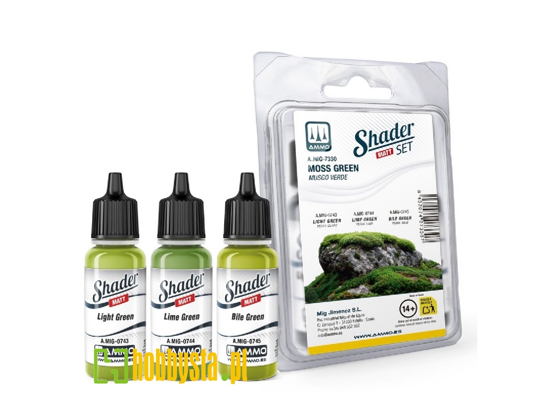 A.Mig 7330 Shader Set Moss Green Matt Paint Set - image 1