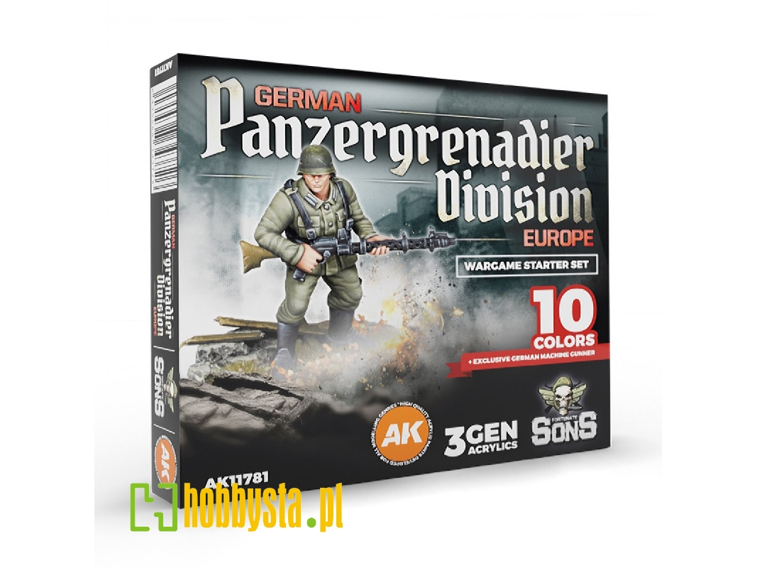 German Panzergrenadier Division Europe - Wargame Starter Set (10 Colors + Exclusive Figure German Machine Gunner) - image 1 German Panzergrenadier Division Europe - Wargame Starter Set (10 Colors + Exclusive Figure German Machine Gunner) - image 1
