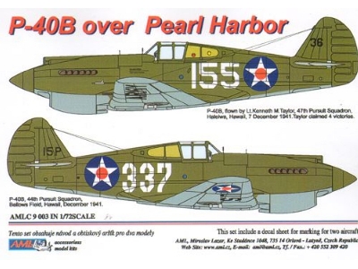 Curtiss P-40 B Tomahawk Over Pearl Harbor (Decals For 2 Planes) - image 1