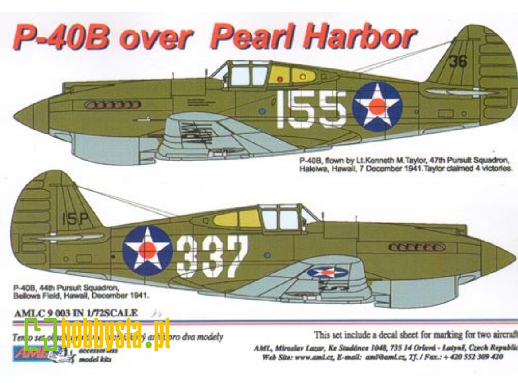 Curtiss P-40 B Tomahawk Over Pearl Harbor (Decals For 2 Planes) - image 1 Curtiss P-40 B Tomahawk Over Pearl Harbor (Decals For 2 Planes) - image 1