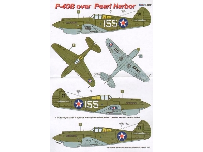 Curtiss P-40 B Tomahawk Over Pearl Harbor (Decals For 2 Planes) - image 2