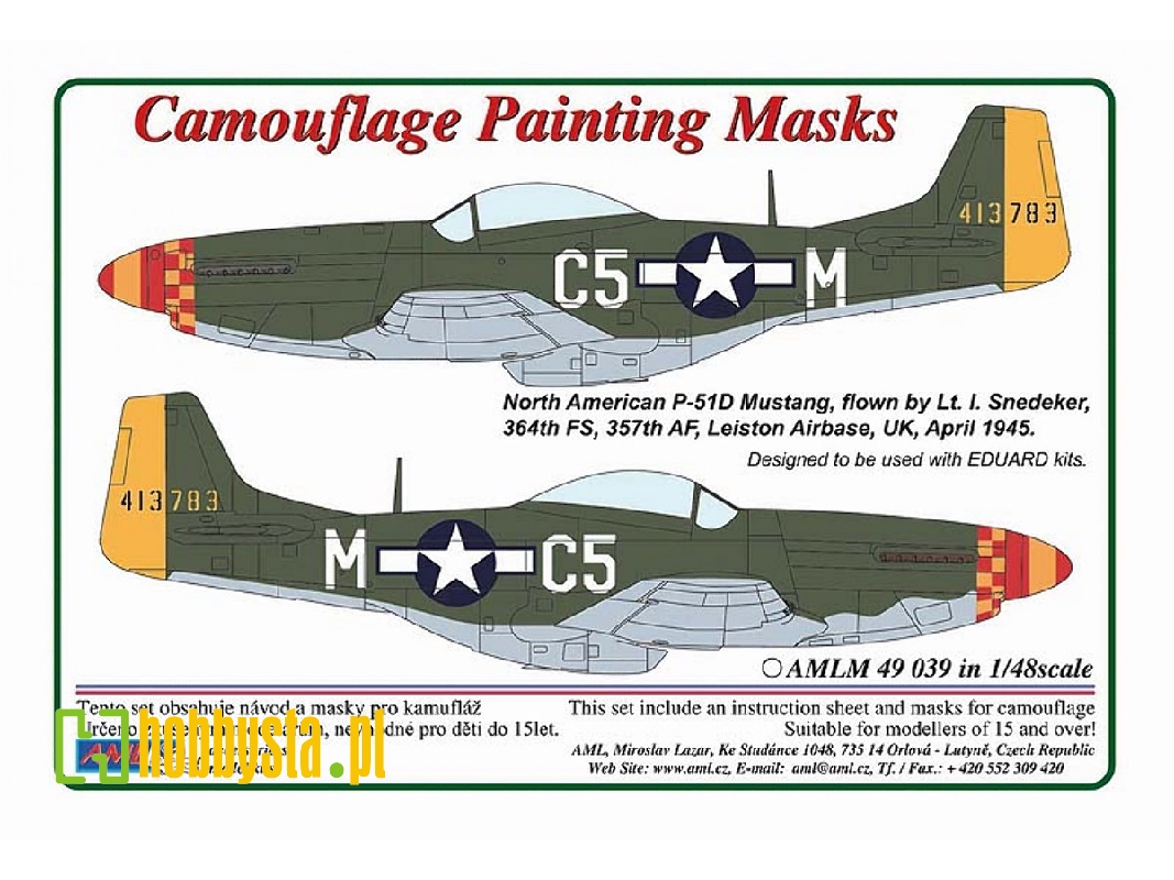 North American P-51 D-5 Mustang - Camouflage Pattern Paint Masks (Designed To Be Used With Eduard Kits) - image 1