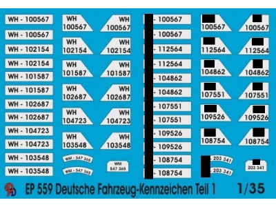 Wehrmacht And Waffen Ss Number Plates - image 1