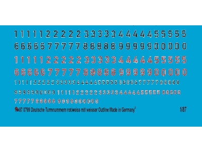 German Turret Numbers Black/White Outline And Red With White Outline - image 1