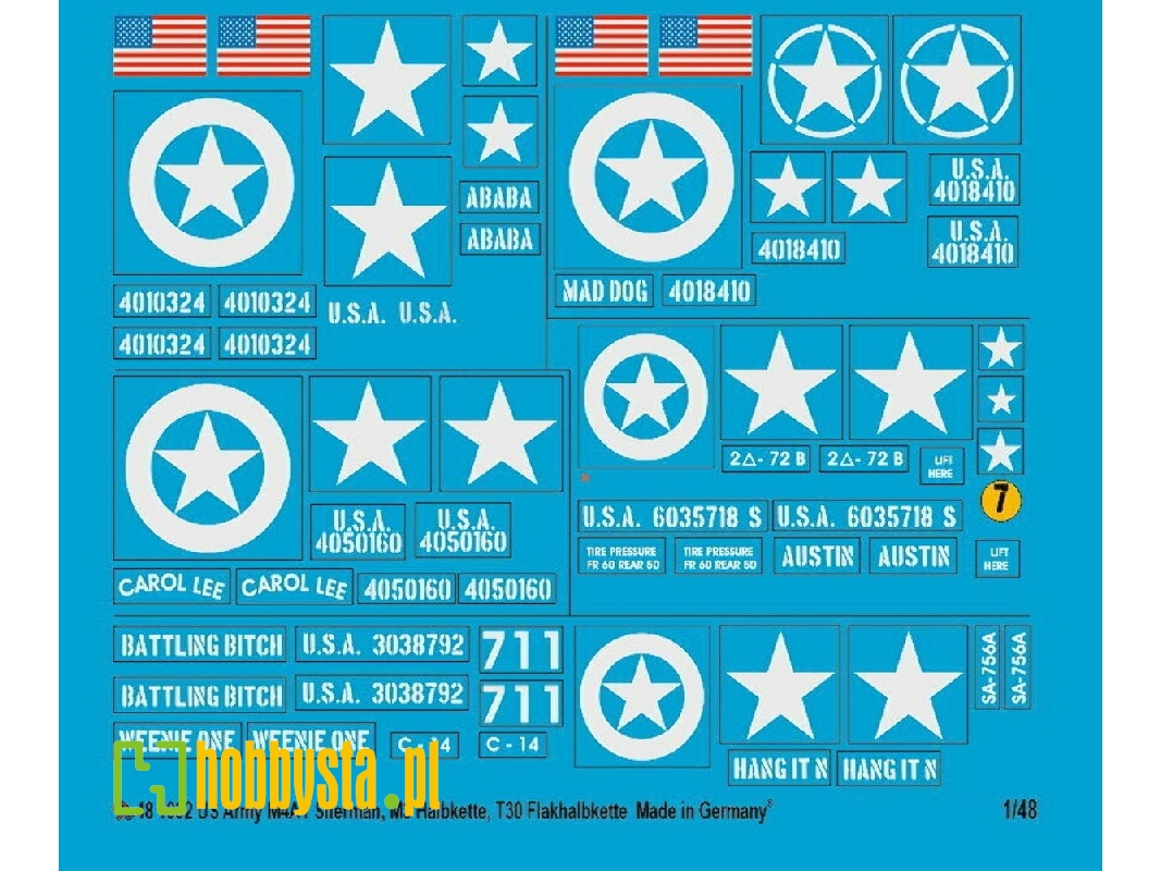 Us Army Markings For M3 Halftrack, M4a1, T30 Anti Aircraft Halftrack - image 1