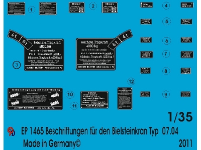 Markings For 6 Ton Bielsteinkran Type G07.04 - image 1