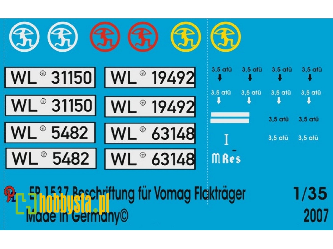 Markings For Vomag 8,8 Cm Gun Carrier Flak Reg. 42 - image 1