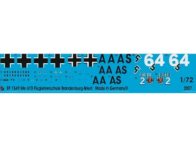 Markings For A Me 410 Airforce Training Unit Brandenburg-briest - image 1