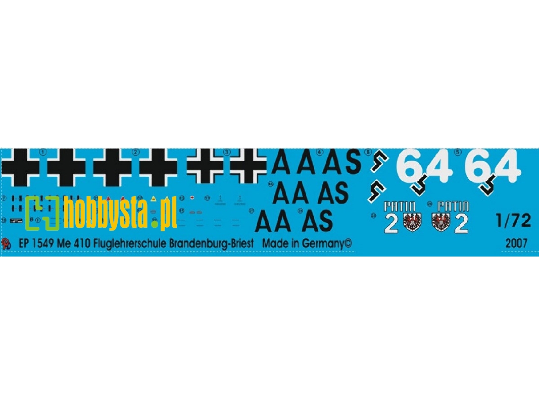 Markings For A Me 410 Airforce Training Unit Brandenburg-briest - image 1