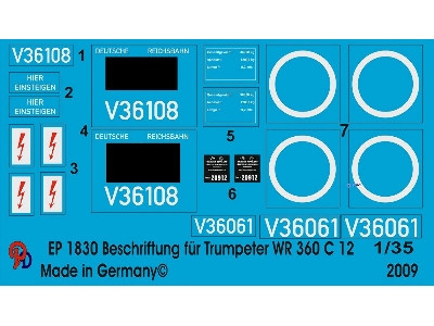 Lettering For Trumpeter Wr 360 C 12 Diesel Locomotive - image 1