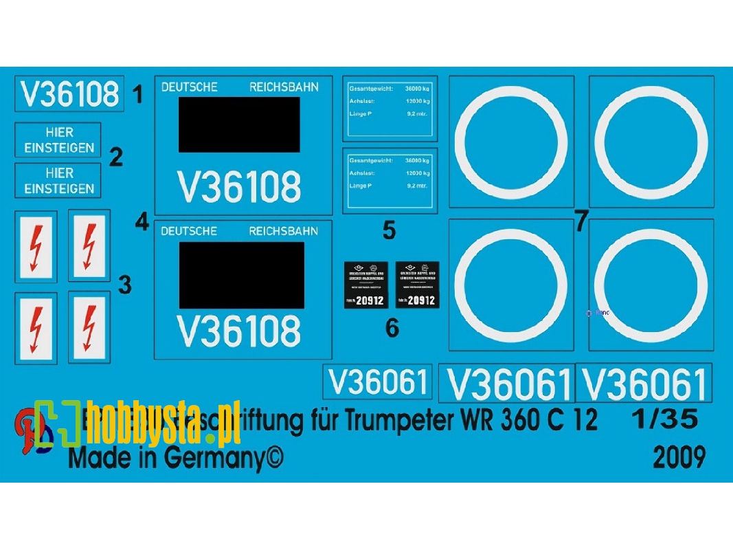 Lettering For Trumpeter Wr 360 C 12 Diesel Locomotive - image 1