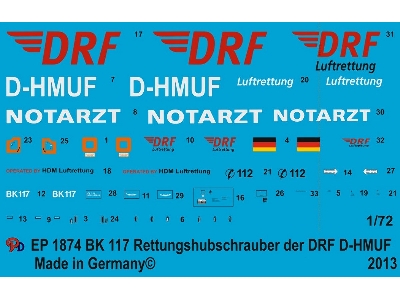 Bk 117 Rescue Helicopter With The New Drf Logo D-hmuf - image 1