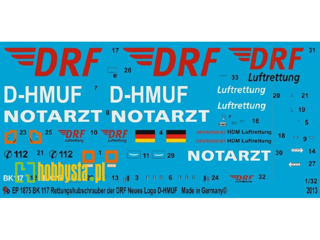Bk 117 Rescue Helicopter With The New Drf Logo D-hmuf - image 1