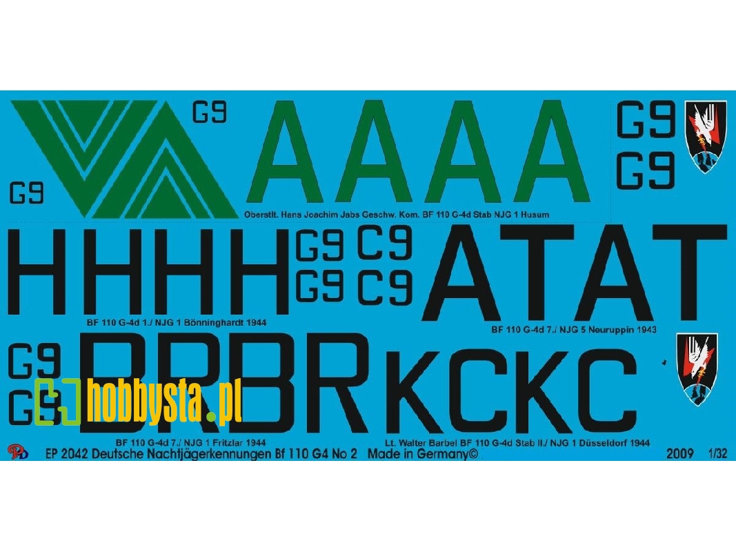 6 Markings For Bf 110 G4 Night Fighter No. 1 - image 1