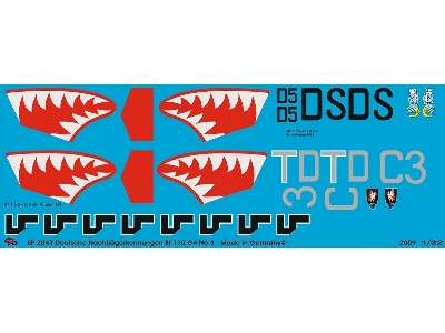 2 Markings For Bf 110 G 4 Night Fighter With Shark Mouth - image 1