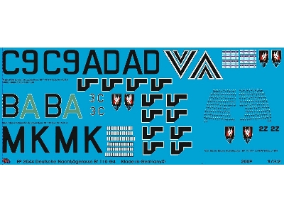 3 Markings For Bf 110 G4 Night Fighter Acces Schaufer-zommer Bercker - image 1