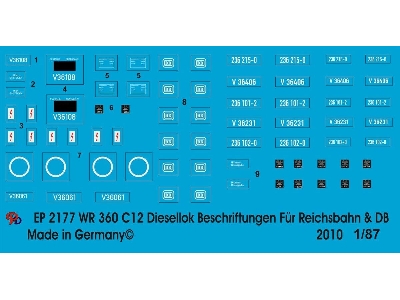 Wr 360 Diesellok C 12 Markings For Reichsbahn And Db - image 1