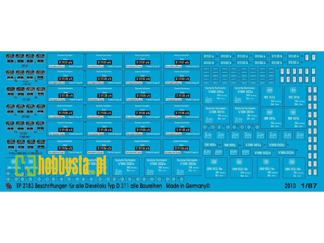Markings For All Dieselloks Of Type D 311, Dora Gun - image 1