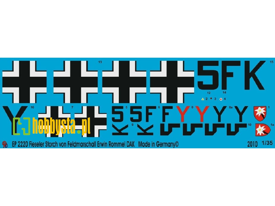 Fieseler Storch Markings For Feldmarschall Rommel's Plane, Tristar Model - image 1