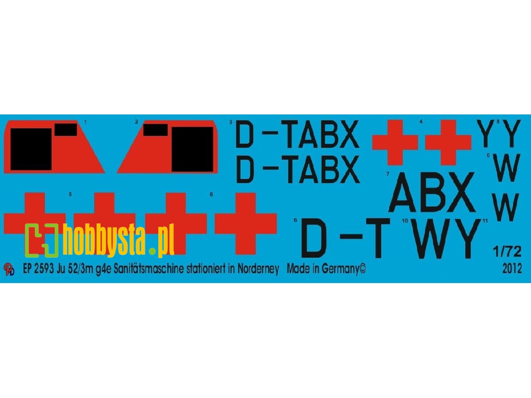 Ju-52/3m G4e Ambulance Plane Based On Norderney For 3 Planes D-tabx-y-w - image 1