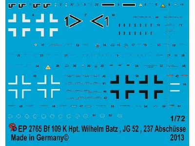 Bf 109 K Hpt. Wilhelm Batz Group Commander Jg 52 237 Kills - image 1