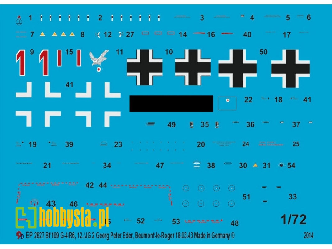 Markings For Bf 109 G-4/R6 Of Hans Peter Eder - image 1