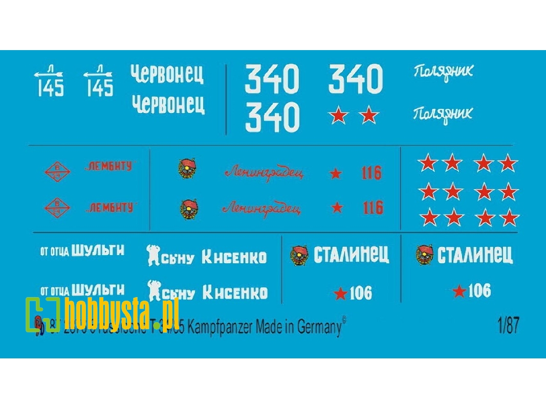 Markings For 6 Russian T 34/85 Tanks - image 1
